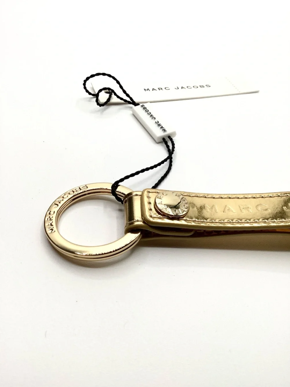 Marc Jacobs Metallic Gold Faux Leather Strap Key Ring - NWT